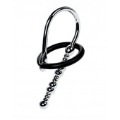 Серебристый уретральный плаг-бусины TOYFA Metal с мягким фиксириющим кольцом - ToyFa - купить с доставкой в Евпатории