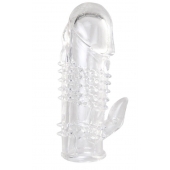 Прозрачная гелевая насадка с шипами и клиторальным отростком - 13 см. - Toyfa Basic - в Евпатории купить с доставкой