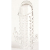 Гелевая прозрачная насадка с 2 отростками - 13 см. - Toyfa Basic - в Евпатории купить с доставкой