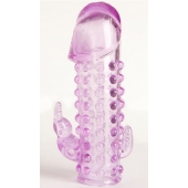 Закрытая фиолетовая насадка с 2 отростками - 13 см. - Toyfa Basic - в Евпатории купить с доставкой