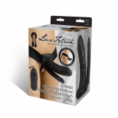 Полый страпон с двумя отростками и вибрацией Unisex Vibrating Hollow Strap-On Double Penetrating Dildo - 17,8 см. - Lux Fetish - купить с доставкой в Евпатории