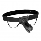 Полый страпон с двумя отростками и вибрацией Unisex Vibrating Hollow Strap-On Double Penetrating Dildo - 17,8 см. - Lux Fetish - купить с доставкой в Евпатории