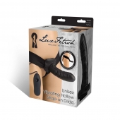 Чёрный полый страпон с вибрацией Unisex Vibrating Hollow Strap-On - 14 см. - Lux Fetish - купить с доставкой в Евпатории