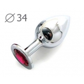 Коническая серебристая анальная втулка с малиновым кристаллом - 8,2 см. - Anal Jewelry Plug - купить с доставкой в Евпатории
