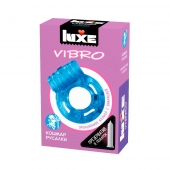 Голубое эрекционное виброкольцо Luxe VIBRO  Кошмар русалки  + презерватив - Luxe - в Евпатории купить с доставкой