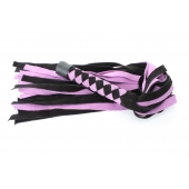 Черно-розовая плеть из замши - 58 см. - БДСМ Арсенал - купить с доставкой в Евпатории