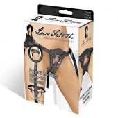 Черные трусики для страпона из патентованной кожи - Lux Fetish - купить с доставкой в Евпатории