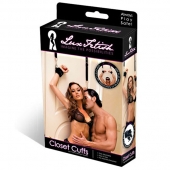 Черные фиксаторы с креплением к двери - Lux Fetish - купить с доставкой в Евпатории