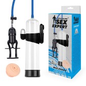 Прозрачная вакуумная вибропомпа Sex Expert с насадкой-вагиной - Sex Expert - в Евпатории купить с доставкой