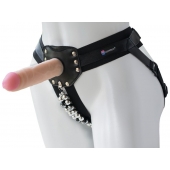 Черный пояс-трусики с насадкой  Гламур Dana  - 15,5 см. - LOVETOY (А-Полимер) - купить с доставкой в Евпатории