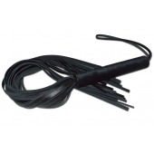 Чёрная кожаная плеть с жесткой ручкой - 63 см. - Sitabella - купить с доставкой в Евпатории