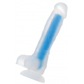 Прозрачно-синий фаллоимитатор, светящийся в темноте, Bruce Glow - 22 см. - ToyFa