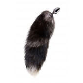 Серебристая металлическая анальная втулка с хвостом чернобурой лисы - размер S - ToyFa - купить с доставкой в Евпатории
