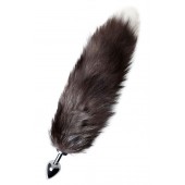 Серебристая металлическая анальная втулка с хвостом чернобурой лисы - размер S - ToyFa - купить с доставкой в Евпатории