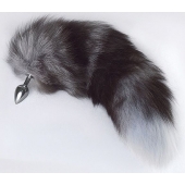 Серебристая анальная пробка с пушистым хвостом - Sitabella - купить с доставкой в Евпатории