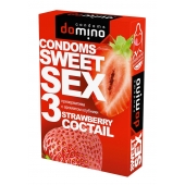 Презервативы для орального секса DOMINO Sweet Sex с ароматом клубничного коктейля  - 3 шт. - Domino - купить с доставкой в Евпатории