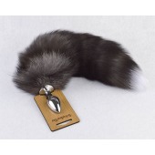 Серебристая анальная пробка с пушистым хвостиком - Sitabella - купить с доставкой в Евпатории