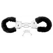 Меховые чёрные наручники Beginner s Furry Cuffs - Pipedream - купить с доставкой в Евпатории