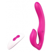 Ярко-розовый безремневой страпон REMOTE DOUBLE DIPPER - 22 см. - Dream Toys - купить с доставкой в Евпатории