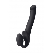 Черный безремневой страпон Silicone Bendable Strap-On M - Strap-on-me - купить с доставкой в Евпатории