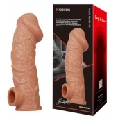 Телесная насадка на фаллос с отверстием для мошонки EXTREME SLEEVE - 17,6 см. - KOKOS - в Евпатории купить с доставкой