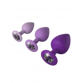 Набор из 3 фиолетовых анальных пробок со стразами Little Gems Trainer Set - Pipedream - купить с доставкой в Евпатории