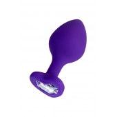 Фиолетовая анальная втулка Diamond Heart с прозрачным кристаллом - 8 см. - ToyFa - купить с доставкой в Евпатории