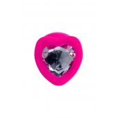 Розовая анальная втулка Diamond Heart с прозрачным кристаллом - 9,5 см. - ToyFa - купить с доставкой в Евпатории
