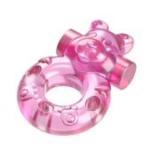 Розовое эрекционное виброкольцо на пенис Pink Bear - Baile - в Евпатории купить с доставкой