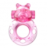 Розовое эрекционное виброкольцо на пенис Pink Bear - Baile - в Евпатории купить с доставкой