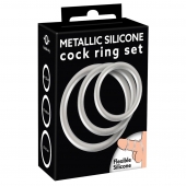 Набор из 3 эрекционных колец под металл Metallic Silicone Cock Ring Set - Orion - в Евпатории купить с доставкой