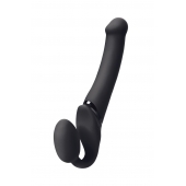 Черный безремневой вибрострапон Silicone Bendable Strap-On M - Strap-on-me - купить с доставкой в Евпатории