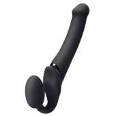 Черный безремневой вибрострапон Silicone Bendable Strap-On M - Strap-on-me - купить с доставкой в Евпатории