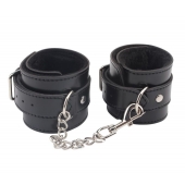 Черные оковы на ноги Obey Me Leather Ankle Cuffs - Chisa - купить с доставкой в Евпатории