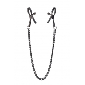 Черные зажимы на соски на цепочке BLAZE DELUXE NIPPLE CLAMPS - Dream Toys - купить с доставкой в Евпатории