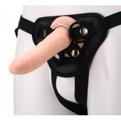 Телесный страпон на черных трусиках STRAP ON REAL DILDO - 20 см. - Dream Toys - купить с доставкой в Евпатории
