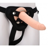 Телесный страпон на черных трусиках STRAP ON REAL DILDO - 20 см. - Dream Toys - купить с доставкой в Евпатории