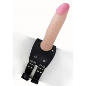 Черный узкий пояс на бедро с телесной насадкой - LOVETOY (А-Полимер) - купить с доставкой в Евпатории