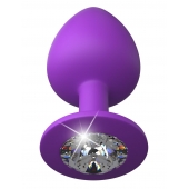 Фиолетовая анальная пробка со стразом Her Little Gem Large Plug - 9,5 см. - Pipedream - купить с доставкой в Евпатории