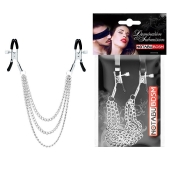 Оригинальные зажимы на соски с тройной цепочкой - Notabu - купить с доставкой в Евпатории