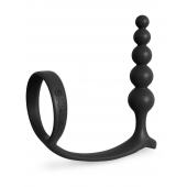 Черная анальная цепочка с эрекционным кольцом Ass-gasm Cockring Anal Beads - Pipedream - в Евпатории купить с доставкой