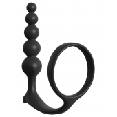 Черная анальная цепочка с эрекционным кольцом Ass-gasm Cockring Anal Beads - Pipedream - в Евпатории купить с доставкой