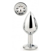 Серебристая анальная втулка с прозрачным кристаллом - 7,1 см. - Dream Toys - купить с доставкой в Евпатории