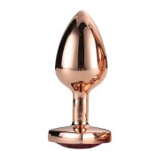 Золотистая анальная втулка с кристаллом-сердечком розового цвета - 7,1 см. - Dream Toys - купить с доставкой в Евпатории