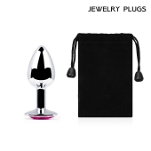 Серебристая анальная пробка с малиновым кристаллом - 7,2 см. - Anal Jewelry Plug - купить с доставкой в Евпатории