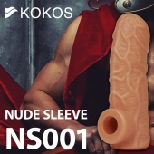 Телесная открытая насадка-реалистик с подхватом мошонки Nude Sleeve L - 14 см. - KOKOS - в Евпатории купить с доставкой