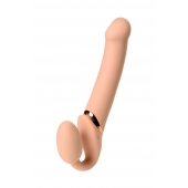 Телесный безремневой вибрострапон Vibrating Bendable Strap-On L - Strap-on-me - купить с доставкой в Евпатории