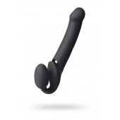 Черный безремневой вибрострапон Vibrating Bendable Strap-On L - Strap-on-me - купить с доставкой в Евпатории