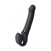 Черный безремневой вибрострапон Vibrating Bendable Strap-On L - Strap-on-me - купить с доставкой в Евпатории