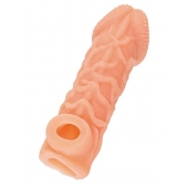 Телесная закрытая насадка с венками Cock Sleeve Size S - 13,8 см. - KOKOS - в Евпатории купить с доставкой